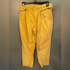 Ann Taylor Loft mustard yellow denim pants with belt size 6p